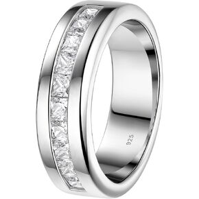 Lab Created Moissanite Diamond Wedding Band 925 Sterling Silver 1ct 10 Large Princess Cut Promise Ring For Men D Color VVS1 Size 7-14