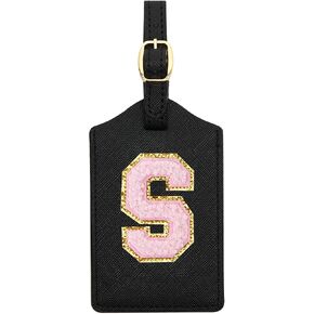 Initial Luggage Tag, PU Leather Luggage Tag, Embroidered Luggage Tag, Letter Luggage Tag, Monogrammed Luggage Tag, Luggage Tag for Baggage Bag Suitcase (Z, Pink Leather+White Letter) in Saudi Arabia