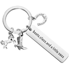 CENWA Cowgirl Keychain Boots Class and a Little Sass Gift Dirt Is Cowgirl Glitter Gift Equestrian Gift