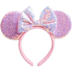 Mouse Ears Headbands With Cute Mouse Heads and Exquisite Pearls Decoration, Soft Flannel Ears & Bow, for Costume Cosplay Party; TGBF