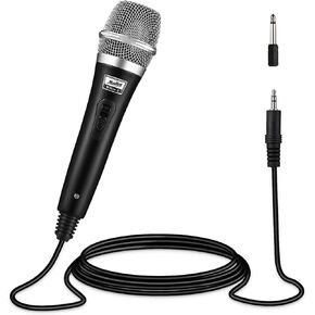 Moukey Karaoke Microphone, Dynamic Microphone with 13 ft Cable, Metal Handheld Cardioid Wired Mic, XLR Microphone for Singing/Stage, Compatible w/Speaker/Karaoke Machine/PA System/Amp/Mixer, Black