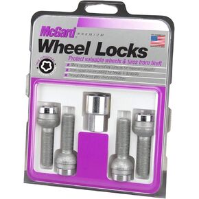 McGard 28023 Chrome Bolt Style Radius Seat Bolt Locks (M12 x 1.5 Thread Size) - Set of 4, 4 Locks / 1 Key