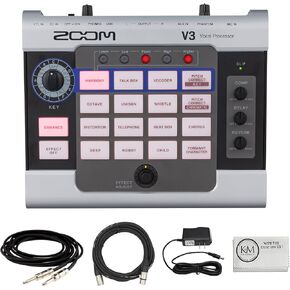 Zoom V3 Vocal Processor, Harmony, Pitch Correction, Reverb, Delay, 16 Studio Grade Effects, Battery Powered, for Streaming, Recording, and Live Performance