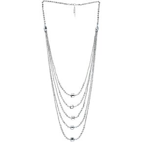 COOLSTEELANDBEYOND Long Layered Statement Necklace Multi-Strand Waterfall Sparkling Crystal Beads Draped Chains Layered