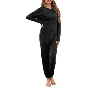 Long Sleeve Pajama Set for Women Soft Modal 2 Piece Lounge Set with Cozy Fall Sleepwear Top & Pants