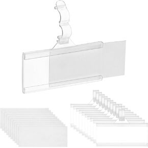 QWORK 3" Reusable Plastic Wire Shelf Label Holder, Durable Clip Design for Supermarkets, Pantries and Warehouses, Holds 1.25"x3" Cards, 100 Pcs