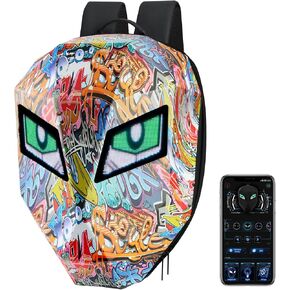 Motorcycle Backpack for Men, LED Backpack With DIY Programmable Full Color Screen, Hard Shell Large Capacity Waterproof Helmet Bag Laptop Backpack
