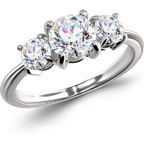 Moissanite Engagement Rings :1.6 CT D Color VVS1 Clarity Round Cut for Women Eternity Promise Ring S925 Sterling Silver Wedding Bands 18K White Gold Plated Bridal Rings Diamond Jewelry