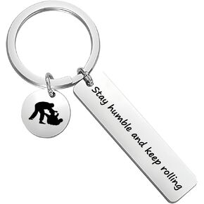 Jiu Jitsu Keychain Charm Bar for Brazilian Jiu Jitsu and Martial Arts Practitioners, Jiu Jitsu Gifts Martial Arts Gifts for Men Women Young Beginners Seniors and All BJJ Levels