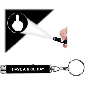 Middle Finger LED Keychain Light. Hilarious Projector Keyring Displays Humorous Image on Walls, Ceilings, Even Someone's Back. Causes Fits of Laughter & Stress Relief