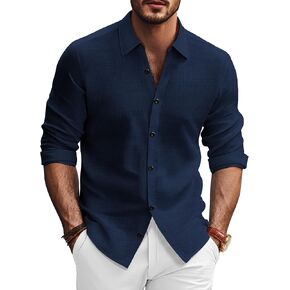 PJ PAUL JONES Mens Long Sleeve Button Down Shirts Wrinkle Free Stretch Untucked Dress Shirts Business Casual Shirt