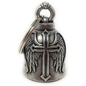 Bravo Bells Cross Wing Motorcycle Biker Ride Bell or Key Chain for Good Luck on The Road - Made in USA