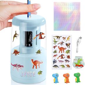 Electric Pencil Sharpener for Kids, Colored Pencil Sharpener Electric Plug in for Home/School, Heavy-Duty Helical Blade to Fast Sharpen, USB/Battery Operated