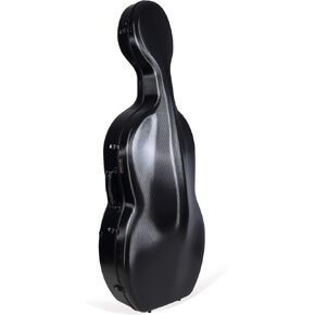 Crossrock 4/4 Cello Case, Carbon Fiber Composite with Wheels and Backpack, Withstand 660lb Pressure in Black(CRF4000CEFBK)