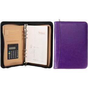 PATIKIL A5 Business Portfolio, PU Leather Padfolio Organizer Legal Document Folder Zipper Professional Clipboard Sleeve Binder for Resume Interview, Purple