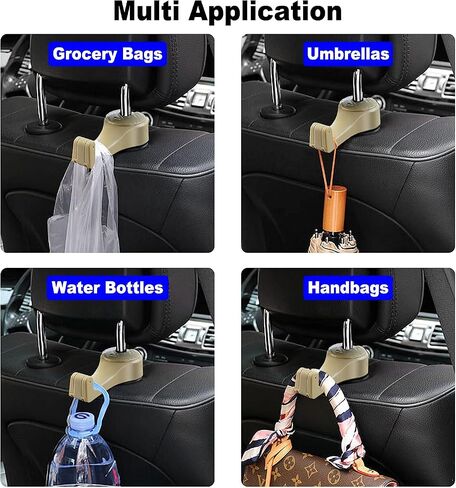 ETBIENTÔT 2023 Upgraded Car Seat Hooks 2 Pack - 360° Rotation Hidden Hangers - Keep Your Car Tidy and Organized for Phone, Purse, Grocery Bag & Handbag in Saudi Arabia