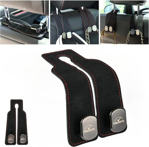 Car Seat Headrest Hook,Purse Hook for Universal Vehicle,Bag Holder Hook for Car,Handbag Suede Purse Coat Fit for Car Accessories Brown in Saudi Arabia