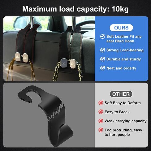 Car Seat Headrest Hook,Purse Hook for Universal Vehicle,Bag Holder Hook for Car,Handbag Suede Purse Coat Fit for Car Accessories Brown in Saudi Arabia