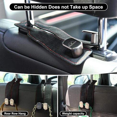 Car Seat Headrest Hook,Purse Hook for Universal Vehicle,Bag Holder Hook for Car,Handbag Suede Purse Coat Fit for Car Accessories Brown in Saudi Arabia