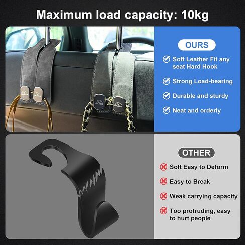 Car Seat Headrest Hook,Purse Hook for Universal Vehicle,Bag Holder Hook for Car,Handbag Suede Purse Coat Fit for Car Accessories Brown in Saudi Arabia