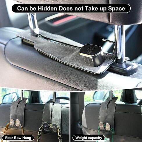 Car Seat Headrest Hook,Purse Hook for Universal Vehicle,Bag Holder Hook for Car,Handbag Suede Purse Coat Fit for Car Accessories Brown in Saudi Arabia
