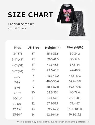 PATPAT Girls' Hoodie Pants Set, Cute Cartoon Girl Long Sleeve Sweatshirt and Flare Leg Pants, 2 Piece Outfit Clothing Set in Saudi Arabia