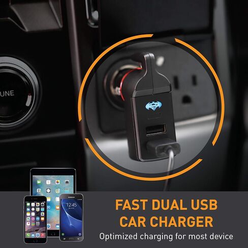 Ztylus Special Design Stinger USB Emergency Escape Tool: Life-Saving Rescue Car Charger, Spring Loaded Window Breaker Punch, Seat Belt Cutter, Dual 2.4A USB Ports (Blue American Flag) in Saudi Arabia
