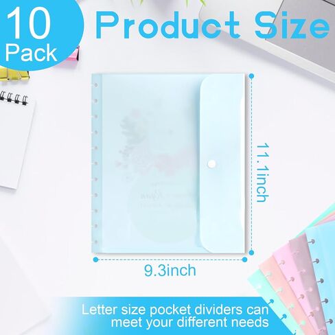 5 Pack Letter Size Discbound Pocket 8.5 * 11.1 Inch Discbound Notebook Planner Binder Pocket Dividers Plastic Envelopes For School Office Home Work Organizer in Saudi Arabia