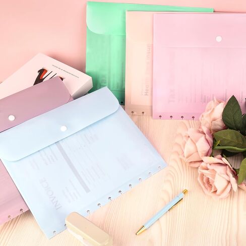 5 Pack Letter Size Discbound Pocket 8.5 * 11.1 Inch Discbound Notebook Planner Binder Pocket Dividers Plastic Envelopes For School Office Home Work Organizer in Saudi Arabia
