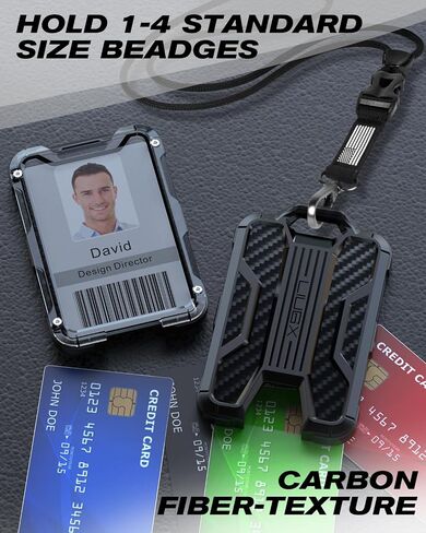 LIUGX Badge Holder with Heavy Duty Breakaway Lanyard, Carbon Fiber-Texture, Durable ID Card Holder (Holds 4 Cards) with Quick Release Detachable Buckle, Metal Clip, American Flag in Saudi Arabia