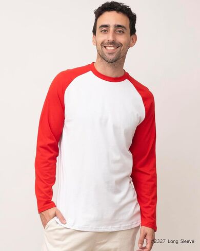 Men's Casual Classic Raglan Basic Soft Cotton 3/4 Long Sleeve Sports Baseball Jerseys T Shirts in Saudi Arabia