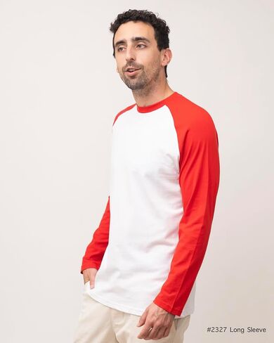 Men's Casual Classic Raglan Basic Soft Cotton 3/4 Long Sleeve Sports Baseball Jerseys T Shirts in Saudi Arabia