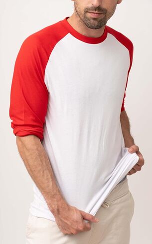 Men's Casual Classic Raglan Basic Soft Cotton 3/4 Long Sleeve Sports Baseball Jerseys T Shirts in Saudi Arabia