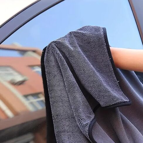 Twist Drying Towel Super Absorbent 600GSM - 35.4'' x 23.6'' inches, Gray Color, Rapid Drying, Large Cleaning, Lint-Free Detailing, High Absorption Microfiber Towels for Cars in Kuwait