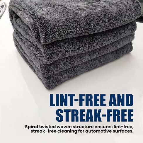 Twist Drying Towel Super Absorbent 600GSM - 35.4'' x 23.6'' inches, Gray Color, Rapid Drying, Large Cleaning, Lint-Free Detailing, High Absorption Microfiber Towels for Cars in Kuwait