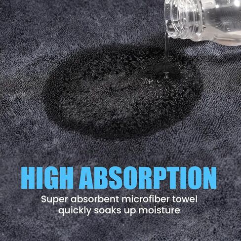 Twist Drying Towel Super Absorbent 600GSM - 35.4'' x 23.6'' inches, Gray Color, Rapid Drying, Large Cleaning, Lint-Free Detailing, High Absorption Microfiber Towels for Cars in Kuwait