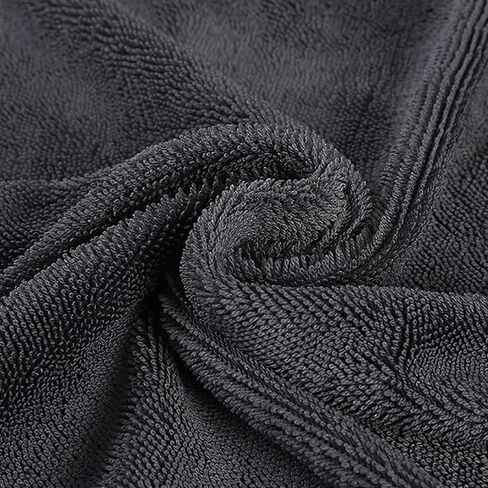 Twist Drying Towel Super Absorbent 600GSM - 35.4'' x 23.6'' inches, Gray Color, Rapid Drying, Large Cleaning, Lint-Free Detailing, High Absorption Microfiber Towels for Cars in Kuwait