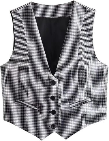 YYNUDA Sleeveless Blazer Vest for Women V Neck Single Breasted Button Down Business Short Waistcoat in Saudi Arabia