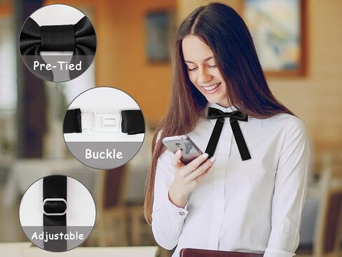 Black Bow Ties for Women, Pre-Tied Bowties Solid Color Bow Tie for Women School Uniform Shirt Womens Accessory in Saudi Arabia