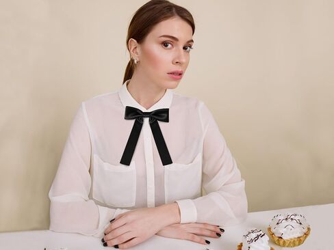 Black Bow Ties for Women, Pre-Tied Bowties Solid Color Bow Tie for Women School Uniform Shirt Womens Accessory in Saudi Arabia
