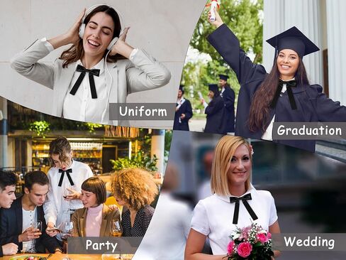 Black Bow Ties for Women, Pre-Tied Bowties Solid Color Bow Tie for Women School Uniform Shirt Womens Accessory in Saudi Arabia