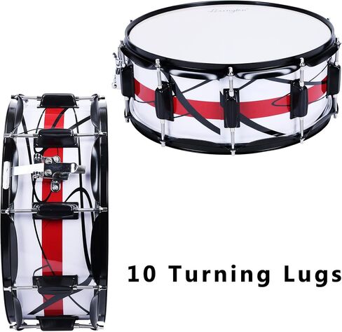 Lexington SD403S Snare Drum Set Student Steel Shell 14 X 5.5 Inches with 10 Lugs, Includes Drum Key, Drumsticks and Strap, Black Nickel in Kuwait