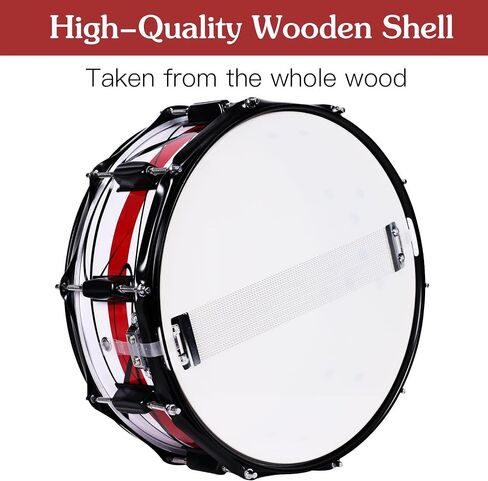 Lexington SD403S Snare Drum Set Student Steel Shell 14 X 5.5 Inches with 10 Lugs, Includes Drum Key, Drumsticks and Strap, Black Nickel in Kuwait