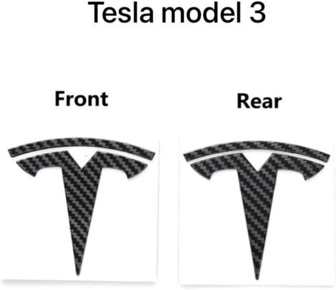 Model 3 Badge Emblem - Front Hood and Rear Trunk Replacement Logo for Tesla Model 3-3D Metal Emblem Set (2 Pieces, Chrome) in Saudi Arabia