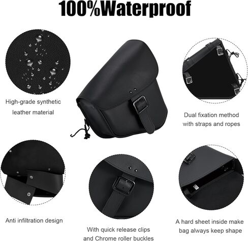 GARGOYLE BELLS Motorcycle Saddle Bags Solo Swing Arm Bag For Sportster Softail PVC Waterproof Motorcycle Luggage Bags for Motorcycle or Bike (Left Side, Black PVC) in Saudi Arabia