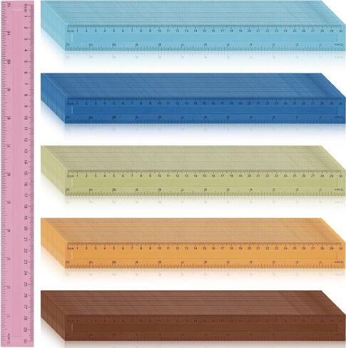 180 Pcs 12 Inch Clear Plastic Rulers Bulk for Classroom Kids Color Rulers Bulk Measurement Ruler with Centimeters Millimeter and Inches Back to School Supplies for School Home Office in Saudi Arabia