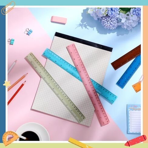 180 Pcs 12 Inch Clear Plastic Rulers Bulk for Classroom Kids Color Rulers Bulk Measurement Ruler with Centimeters Millimeter and Inches Back to School Supplies for School Home Office in Saudi Arabia