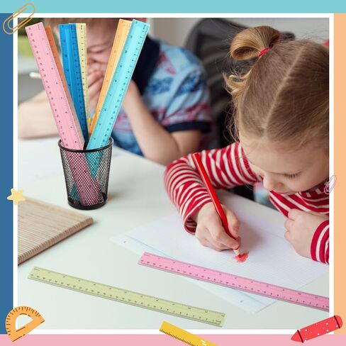 180 Pcs 12 Inch Clear Plastic Rulers Bulk for Classroom Kids Color Rulers Bulk Measurement Ruler with Centimeters Millimeter and Inches Back to School Supplies for School Home Office in Saudi Arabia