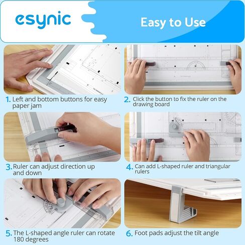 لوحة رسم احترافية من eSynic بمقياس A3، لوحة طاولة صياغة متعددة الوظائف، نظام قياس قابل للتعديل، أدوات صياغة الحركة المتوازية للزاوية مع ملحقات كاملة للطلاب، والمهندس المعماري، إلخ in Kuwait