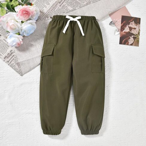 HINTINA Toddler Little Girl 2 Pieces Outfits Cargo Jogger Pants Set in Kuwait